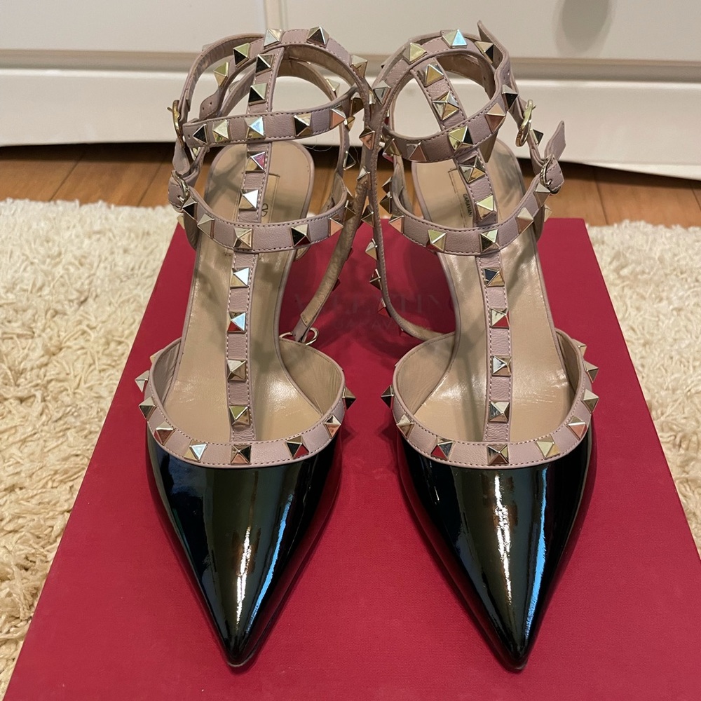 Valentino Rockstud Patent Leather Sandal